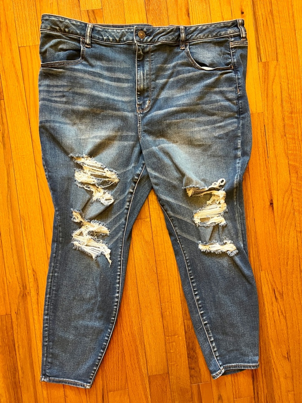 American Eagle Outfitters Ripped Blue Jegging Jeans - Rare Plus Size!